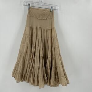 Vintage Y2K Rampage Midi Skirt Womens Size M Cream Peasant Boho Tiered